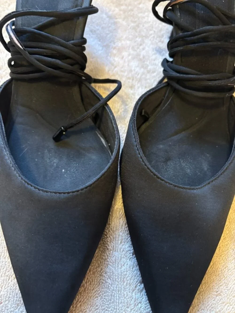 ZARA Women's Black Pointed-Toe Lace-up Heeled Pumps - size 39 - Picture 13 of 16